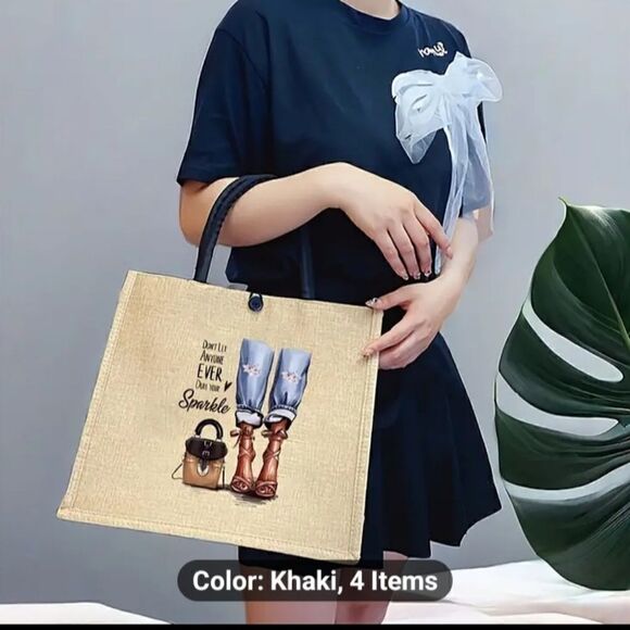 Novelty Burlap Tote - Picture 4 of 6